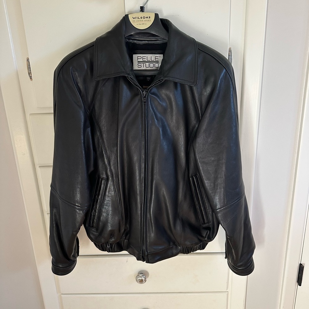 Pelle Studio Classic Black Leather Bomber Jacket